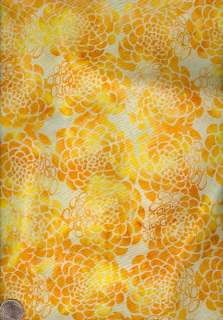 Cotton Batik Lotus Design Fabric in Yellows  