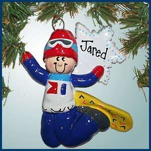  Personalized Christmas Ornaments   Snowboarder with Flake 