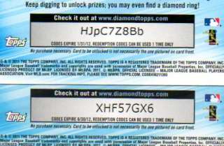 2011 TOPPS Diamond Giveaway lot UNUSED CODE email only GOOD UNTIL 6/30 