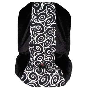   Car Seat Cover   Black Swirl Black Minky Toddler Car Seat Cover Baby