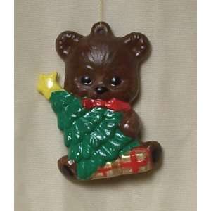  Handpainted Ceramic Teddy Bear Christmas Ornament 