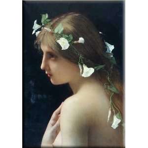 Nymph with morning glory flowers 11x16 Streched Canvas Art by Lefebvre 
