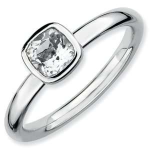   Silver Stackable Expressions Cushion Cut White Topaz Ring Jewelry