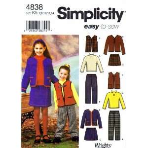  4838 Sewing Pattern Girls Pants Skirt Jacket Vest Knit Top Size 7   14