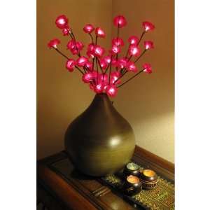  Lighted Red Rose Branch with 40 Incandescent Lights, Electric 