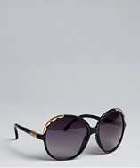 Chloe black acrylic scalloped round oversize sunglasses style 