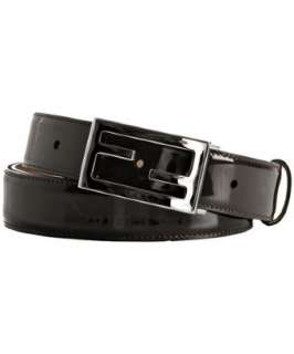 Fendi black patent leather logo buckle belt  