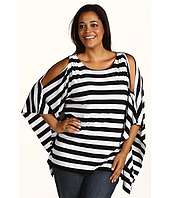 MICHAEL Michael Kors Plus   Plus Size Cabana Stripe Shoulder Logo Pin 