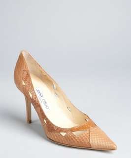 Jimmy Choo tan snakeskin Harriet pointed toe pumps   up to 