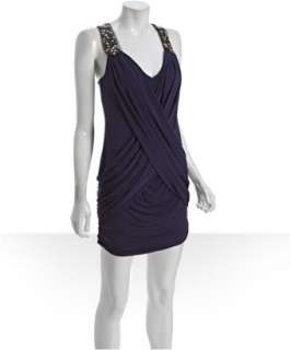 BCBGMAXAZRIA south pacific draped jersey embellished strap dress 