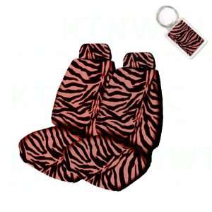   Animal Print Low Back Bucket Seat Covers and 1 Key Fob   Zebra Pink