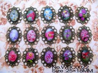 15pcs Flower Tree 25x18mm Cabochon with Base setting Charm 5 Options 