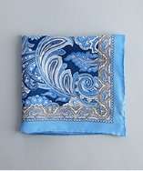 Joseph Abboud blue paisley print silk pocket square style# 319496701