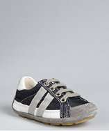 Fendi KIDS navy zucchino nylon lace up sneakers style# 318394601