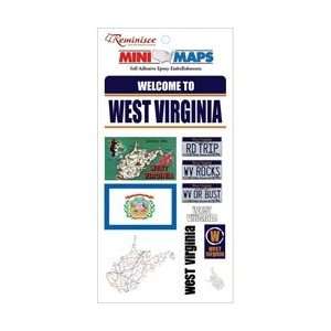  Maps Self Adhesive Epoxy Embellishments 4.5X8 Sheet West Virginia 