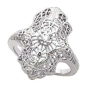  Platinum Filigree Diamond Solitaire Ring Jewelry