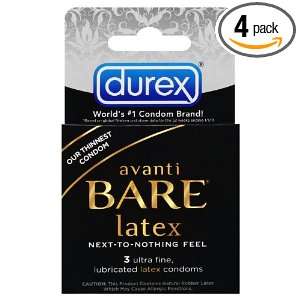  Durex Avanti Bare Latex Condoms, 3 Count (Pack of 4 