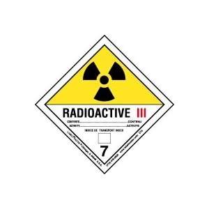 Hazard Class 7, Radioactive III Canadian Label Paper Roll 