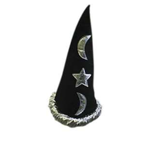   SILVER POINTED WITCH WIZARD COSTUME ACCESSORY HAT 
