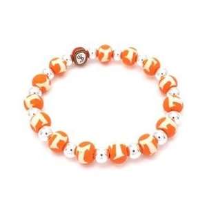  Tennessee T College Small Bead Bracelet with Silver 