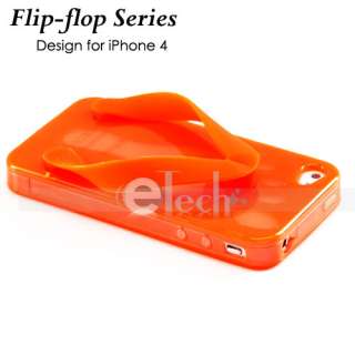 Flip flop Series Slipper TPU Case for iPhone 4 Orange   