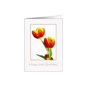    Red and yellow tulips   Happy 24th Birthday Card Toys & Games