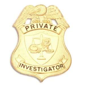 HWC PRIVATE INVESTIGATOR Gold Heavy Duty Breast Badge Shield 3 x 2 1 
