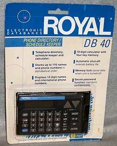 NEW ROYAL DB40 Electronic Data Banks Pocket Organizer PDA 12 Digit 