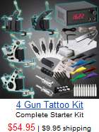 NEW 723 Pcs PRO Tattoo Kit Power Supply 2 Machine Gun 8 Color Inkshot 