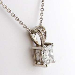 03 CT Princess Cut Diamond Pendant in 14k White Gold  