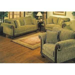  2 pc Sofa and love seat set green chenille fabric with 