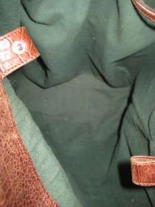VINTAGE Big Distressed Brown Reptile Leather Tote Shopper Bag Purse 