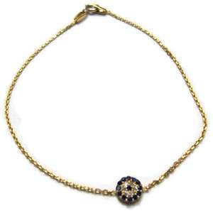 14K SOLID YELLOW GOLD EVIL EYE BRACELET WITH STONE NEW  