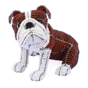   Dog Bulldog Brown/White, Spike, Beads Handcraft Art