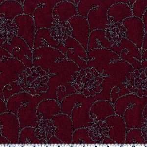  48 Wide Caviar Beaded Crepe Floral Wine Fabric By The 
