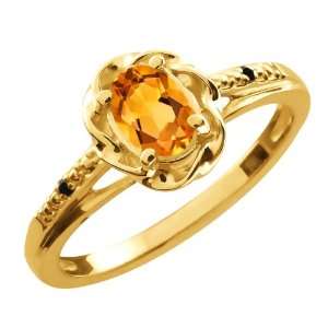 41 Ct Oval Yellow Citrine Black Diamond Yellow Gold Plated Silver 