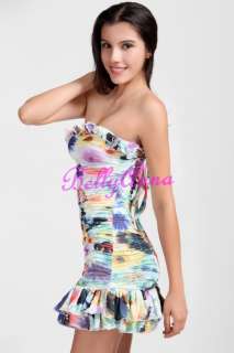 Sexy Strapless Mermaid Mini Colorful Club Party Dress  