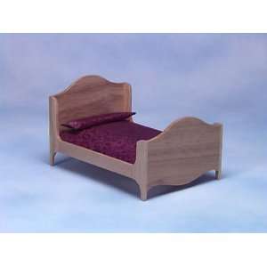  Dollhouse Miniature Oak Double Bed 