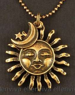 Nostalgic Smiling Sun Moon Star Necklace New #ne430cp  