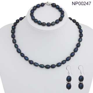 9mm Potato Pearls Necklace Bracelet & Drop Earrings  
