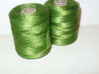 Vtg 2 Spools KELLY GREEN Silk Thread Sewing Crochet Floss 