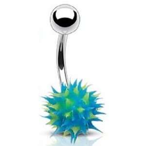  Surgical Steel Belly Button Navel Ring with Blue and Green 