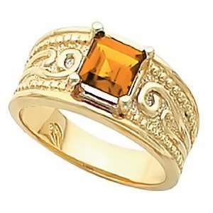    14K Yellow Gold Spessartite Garnet Etruscan Style Ring Jewelry