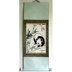  Chinese Water Color Painting Scroll Bamboo Panda 