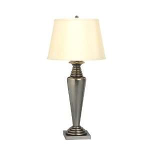   Lamp, Brushed Nickel with Off White Hard Back Shade