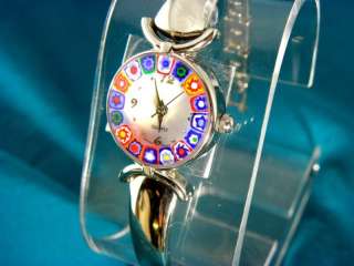 VINTAGE LADIES SHARP + COLORFUL PEARLIZED FACE WATCH  