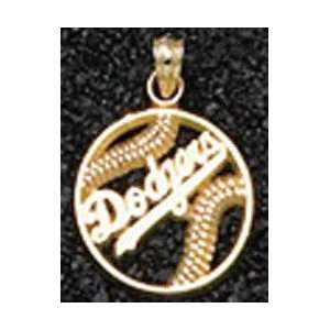 Los Angeles Solid 14K Gold Dodgers Pierced Baseball Pendant