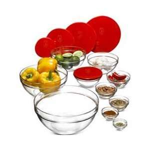  Stackable Glass Bowl Set 15pc. (with 5 Lid Sizes 4 3/4 