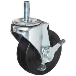  Caster, Swivel with Pinch Brake, Soft Rubber Wheel, Delrin Bearing 