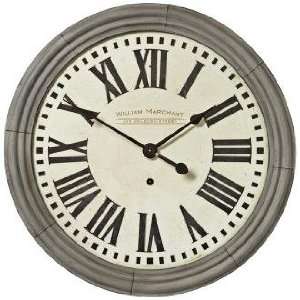   William Marchant Cream Gray 38 Wide Round Wall Clock